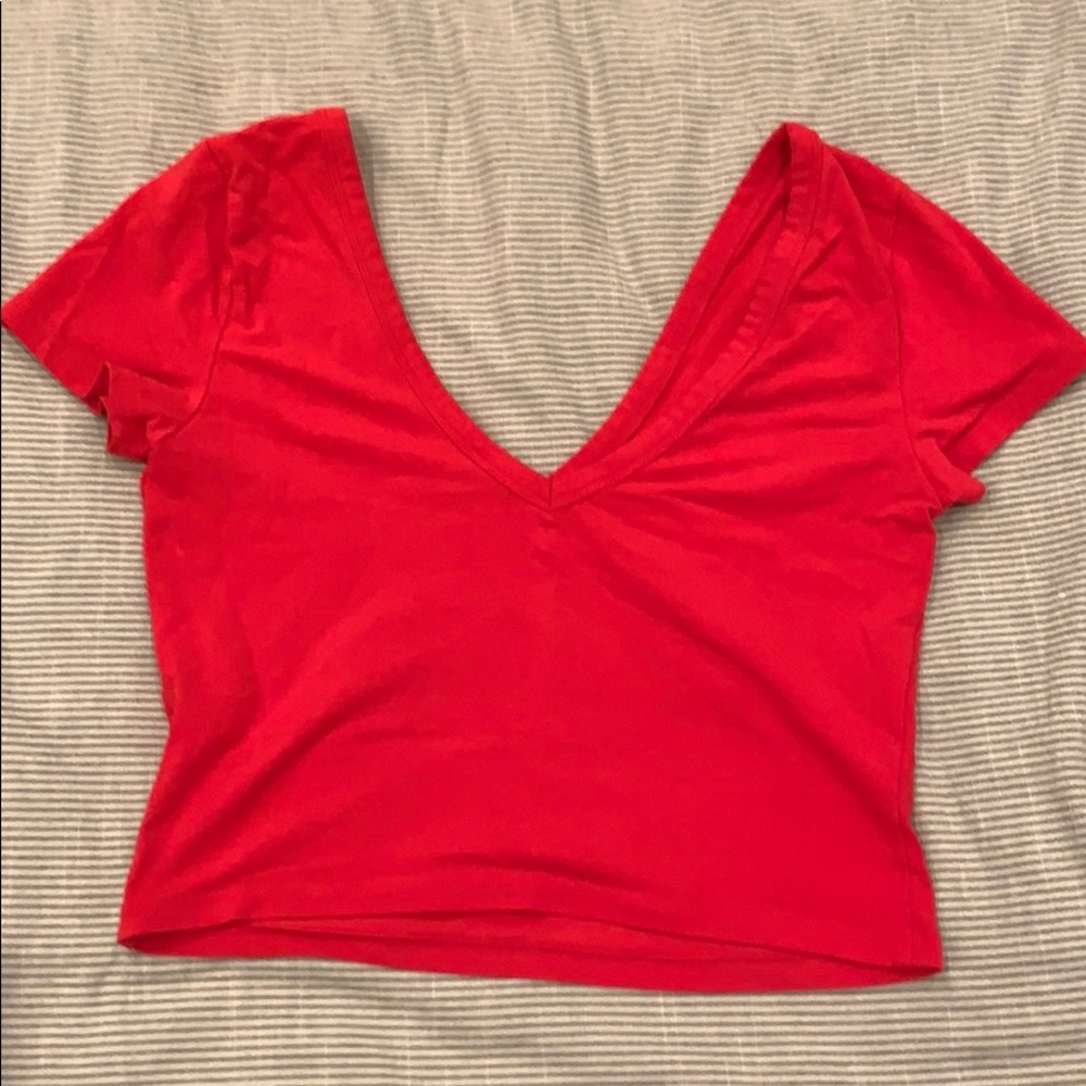 Pacsun Red V neck Crop top Medium - Picture 4 of 6